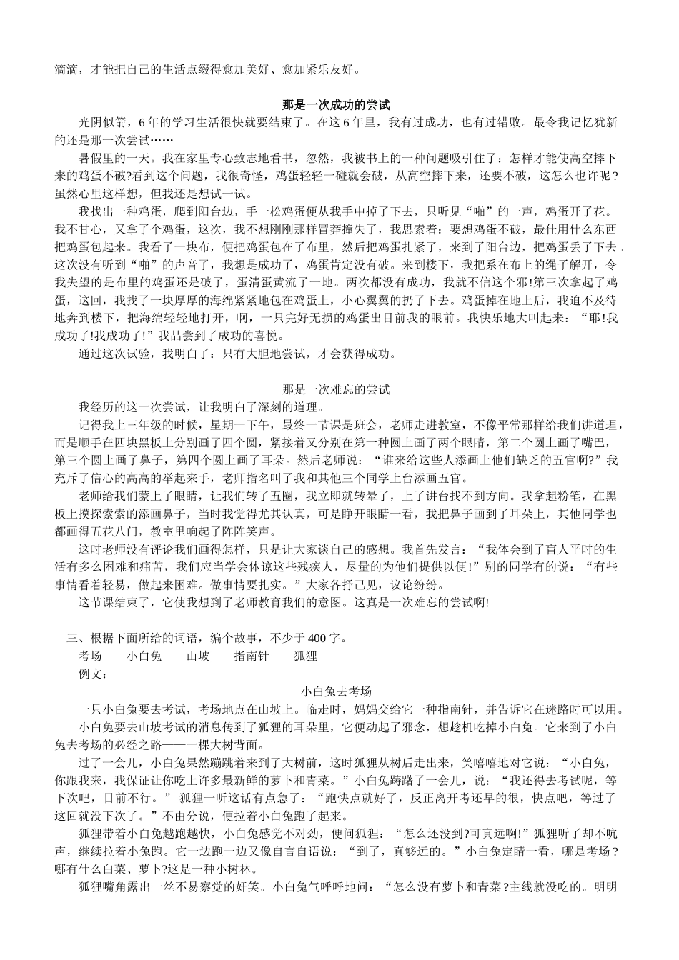 2024年小升初考试作文题型及范文集锦_第2页
