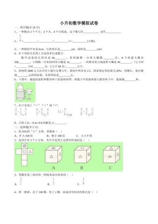 2024年小升初数学模拟试卷
