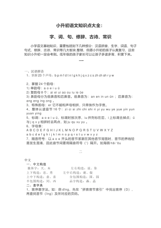 2024年小升初语文知识点大全