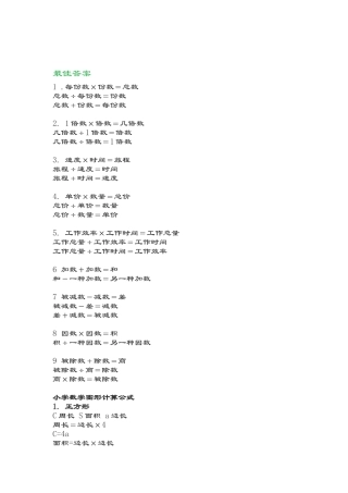 2024年小学数学必背公式