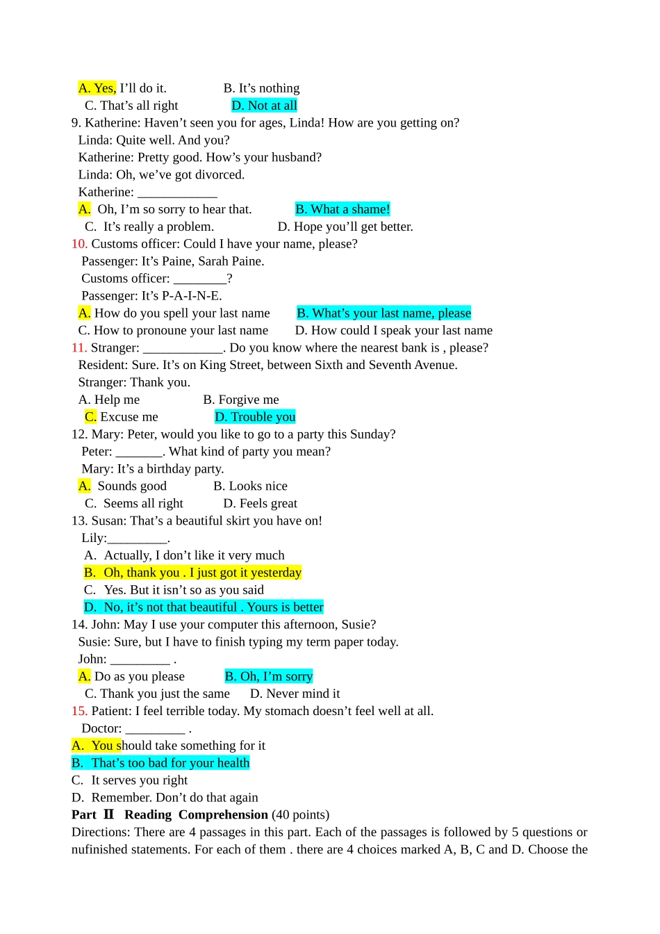 2024年新版学士学位英语试题及答案_第2页