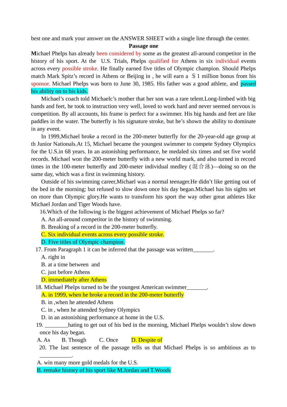2024年新版学士学位英语试题及答案_第3页