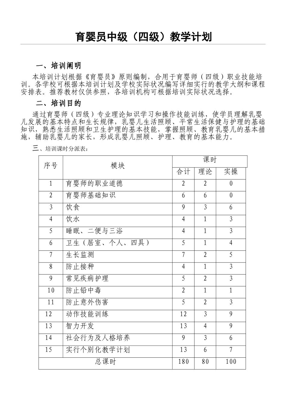 2024年新版育婴师高级教学大纲_第1页