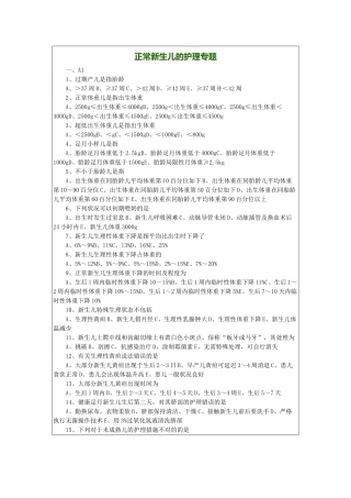 2024年新生儿护理职业医师资格知识点