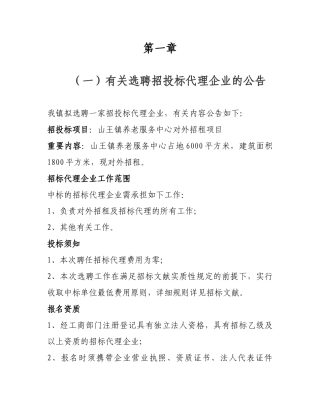 2024年选聘招标代理招标文件