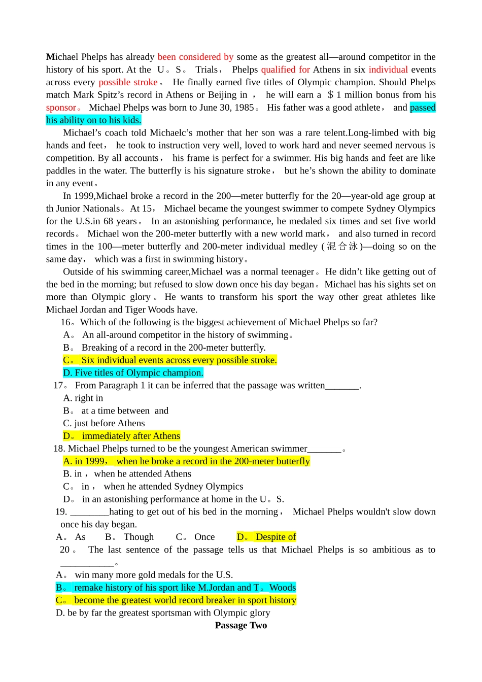 2024年学士学位英语试题及答案_第3页