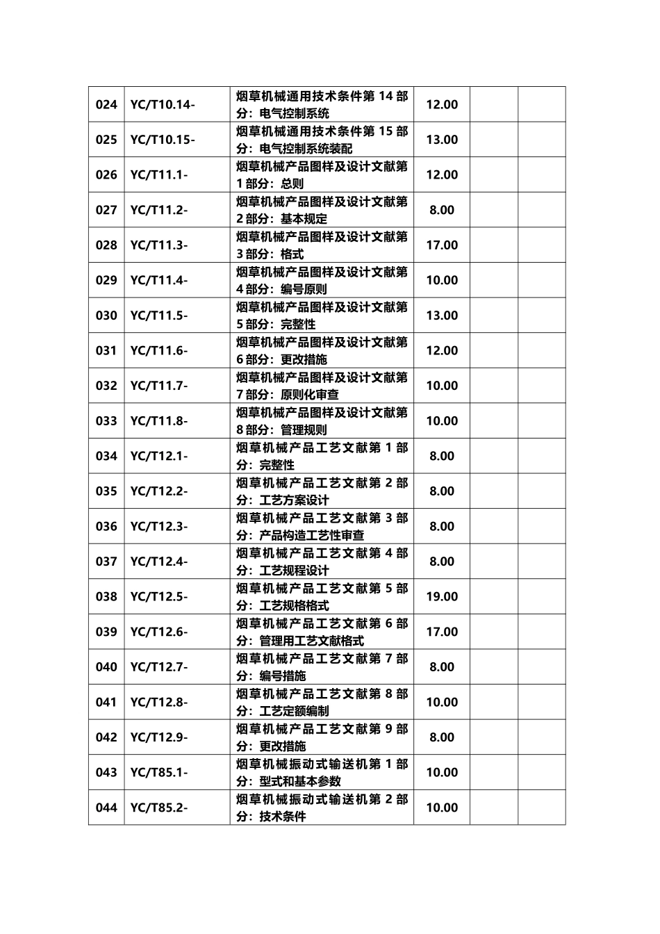 2024年烟草行业烟草类国家标准行业标准订购明细表中国烟草标准化_第3页