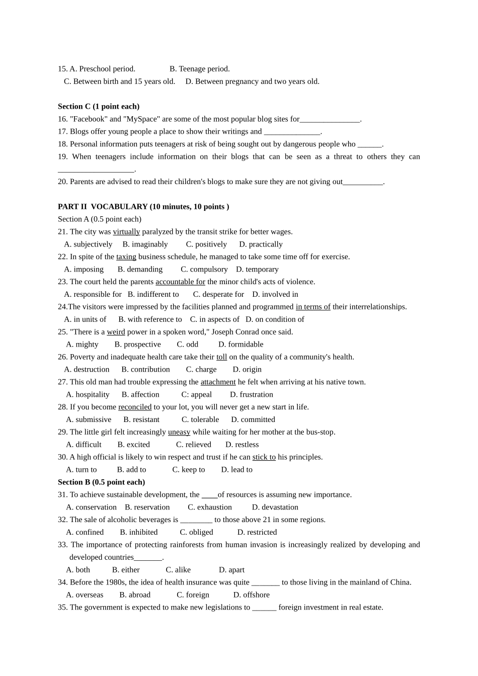 2024年研究生英语学位考试真题及答案_第2页