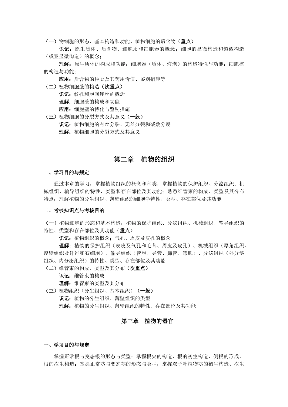 2024年药用植物学与生药学考试大纲_第2页