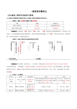 2024年一建管理学霸笔记
