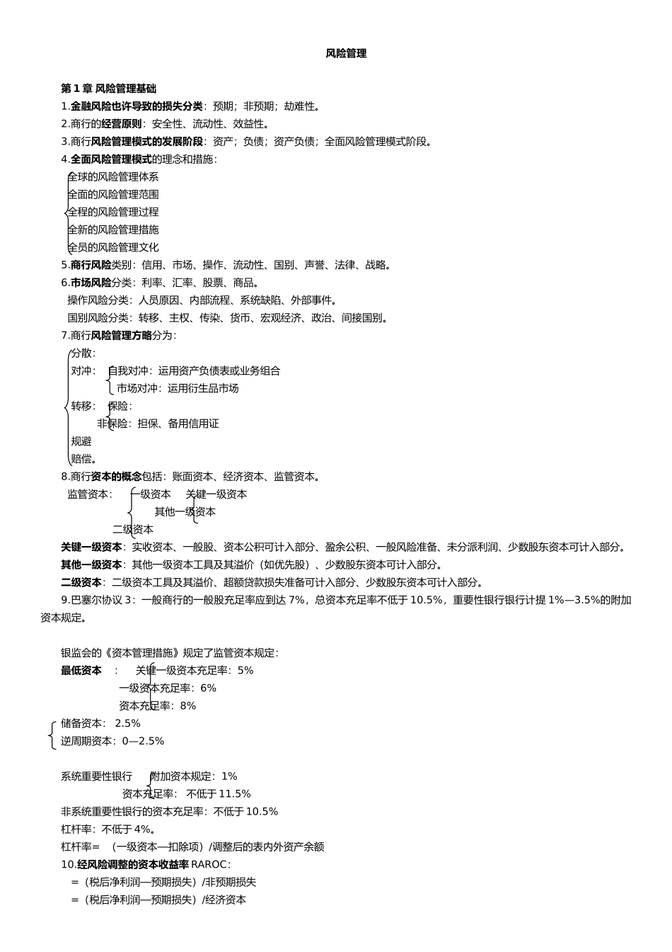 2024年银行从业资格考试风险管理知识点必备_第1页