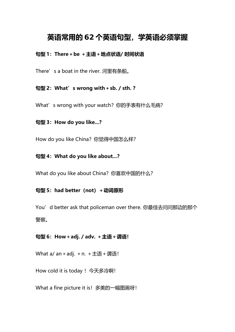 2024年英语常用的个英语句型_第1页