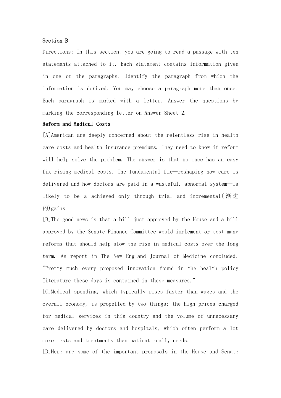 2024年英语六级真题和详细答案_第3页