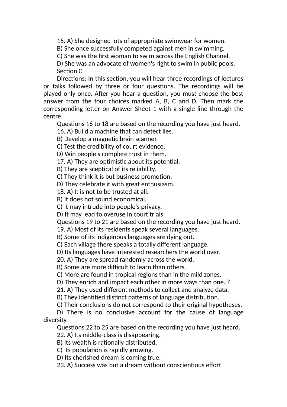 2024年英语六级真题试卷_第3页