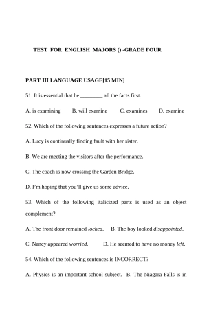 2024年英语专业四级LANGUAGEUSAGE部分