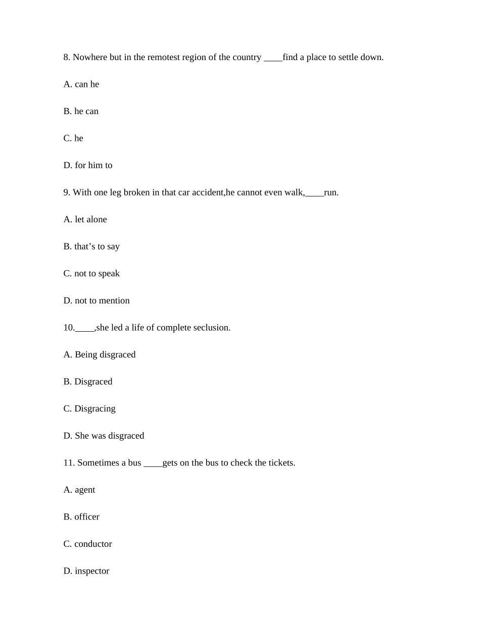 2024年英语专业四级词汇语法练习题二_第3页