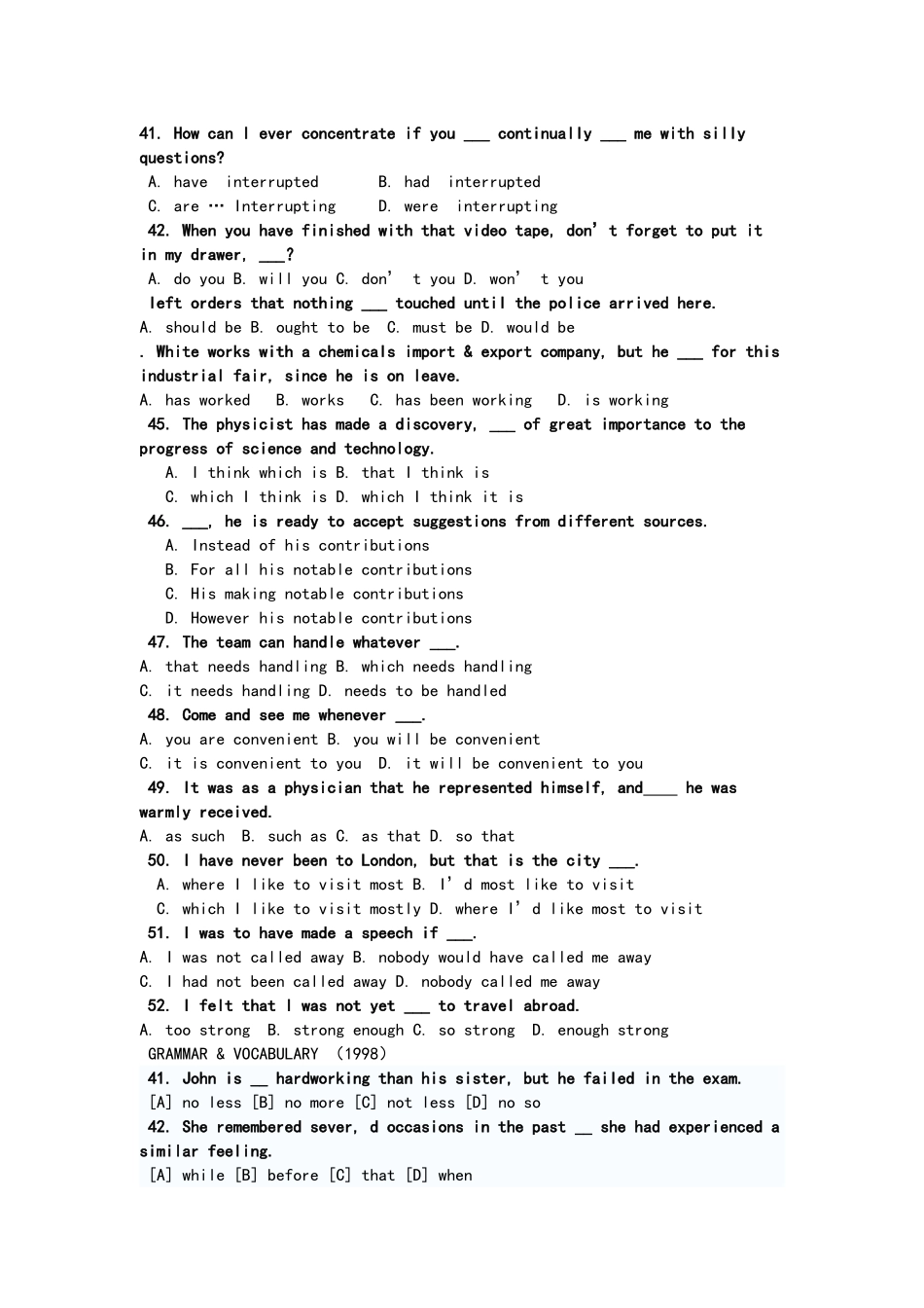 2024年英语专业四级历年词汇真题_第1页