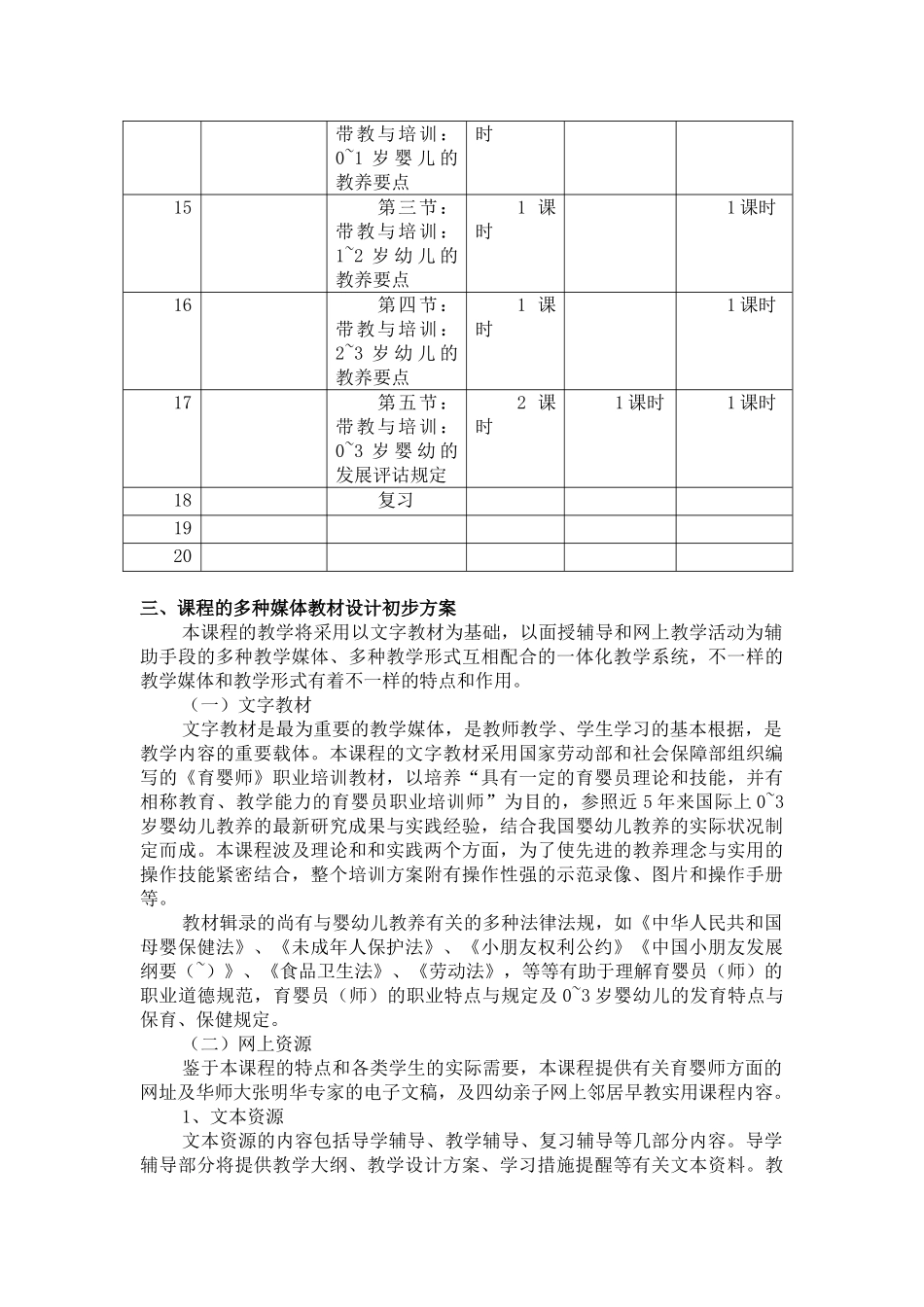 2024年育婴师课程教学大纲范文_第3页