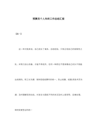 2024年预算员个人年终工作总结报告