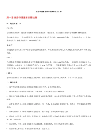 2024年证券一般从业重要知识点整理证券市场基本法律法规完整详细版