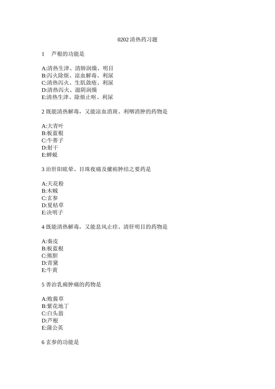 2024年执业药师考试清热药习题_第1页