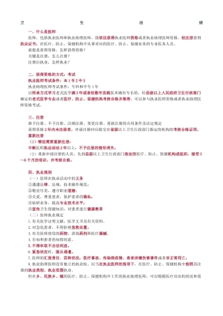 2024年执业医师考试重点卫生法规