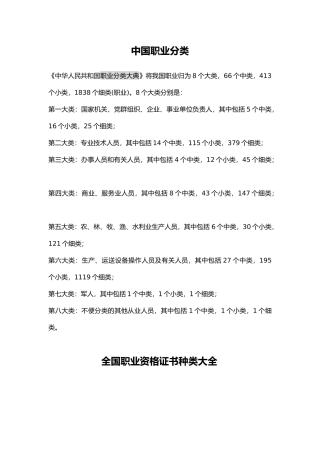 2024年职业资格证书种类大全