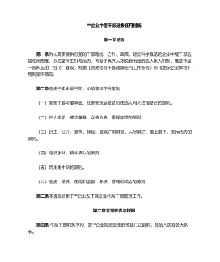 2024年中层干部选拔任用办法