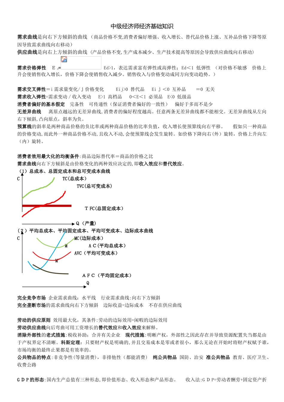 2024年中级经济师经济基础知识要点精简版_第1页