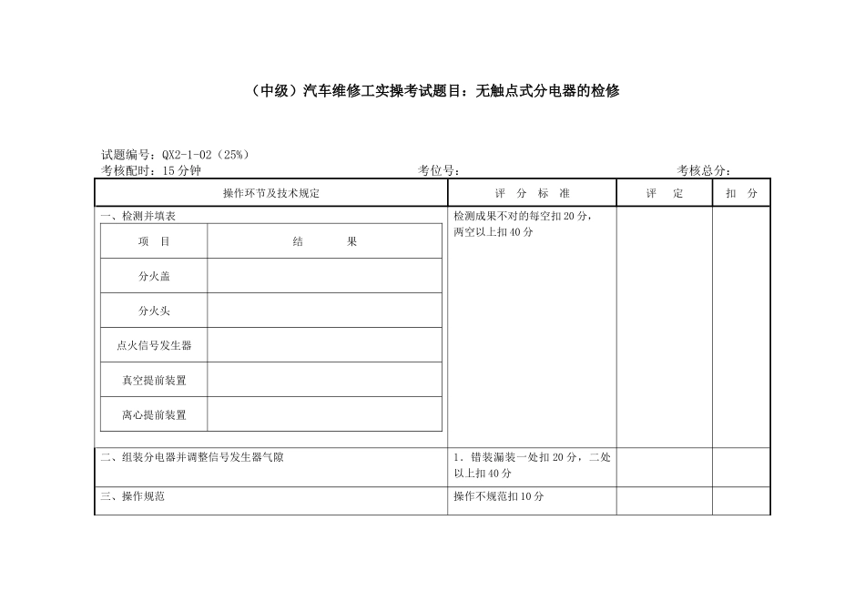 2024年中级汽车维修工实操考试题目凸轮轴的检测_第2页