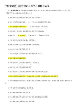 2024年中级审计师历年考题