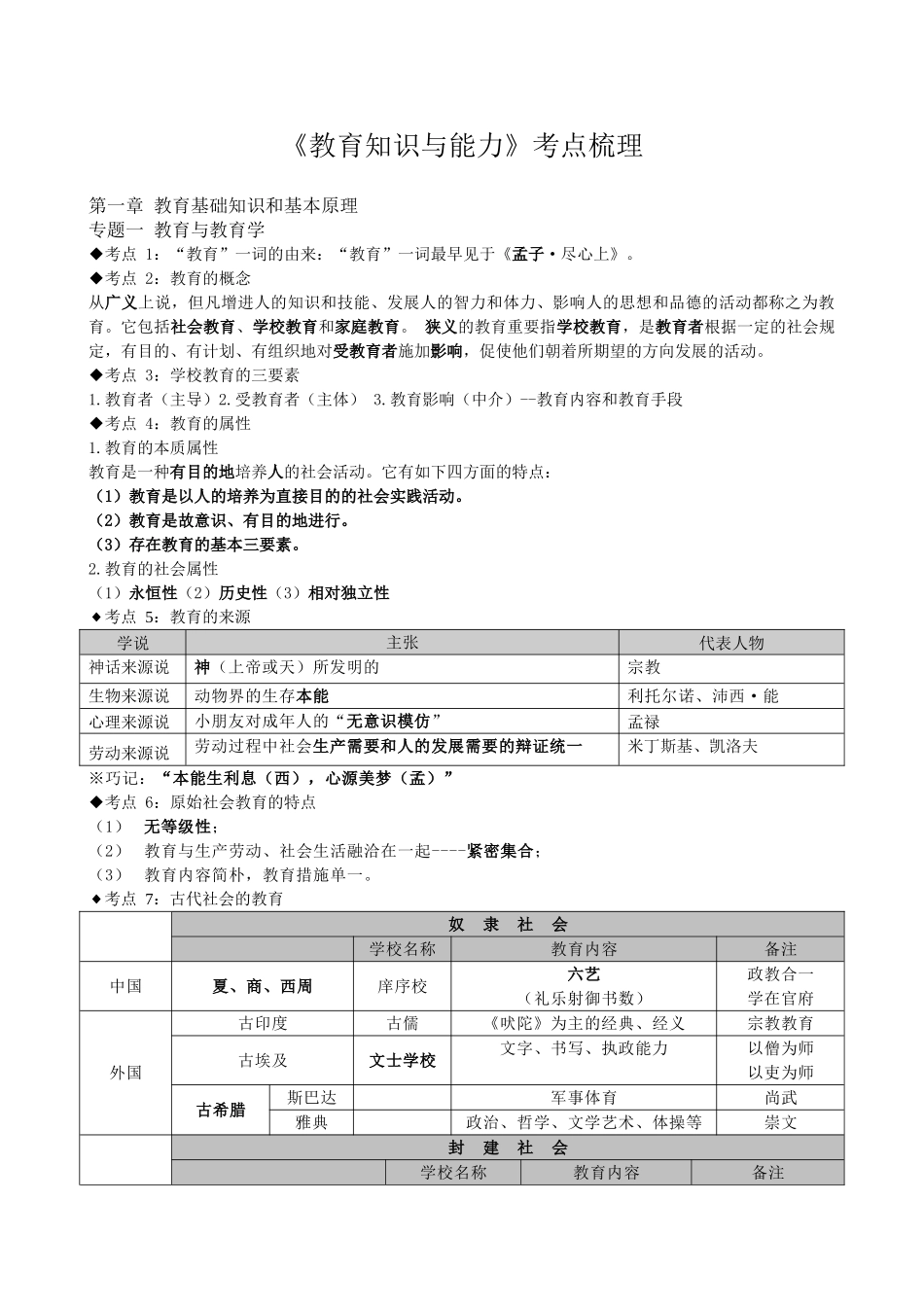 2024年中学教育知识与能力考点梳理_第1页