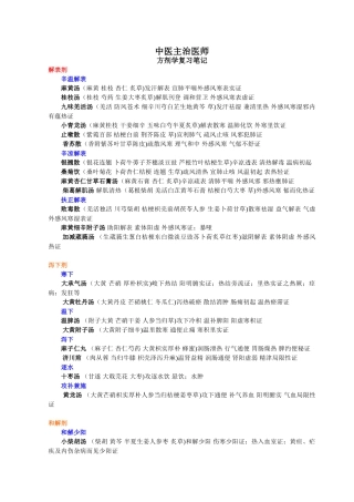 2024年中医主治医师方剂学笔记