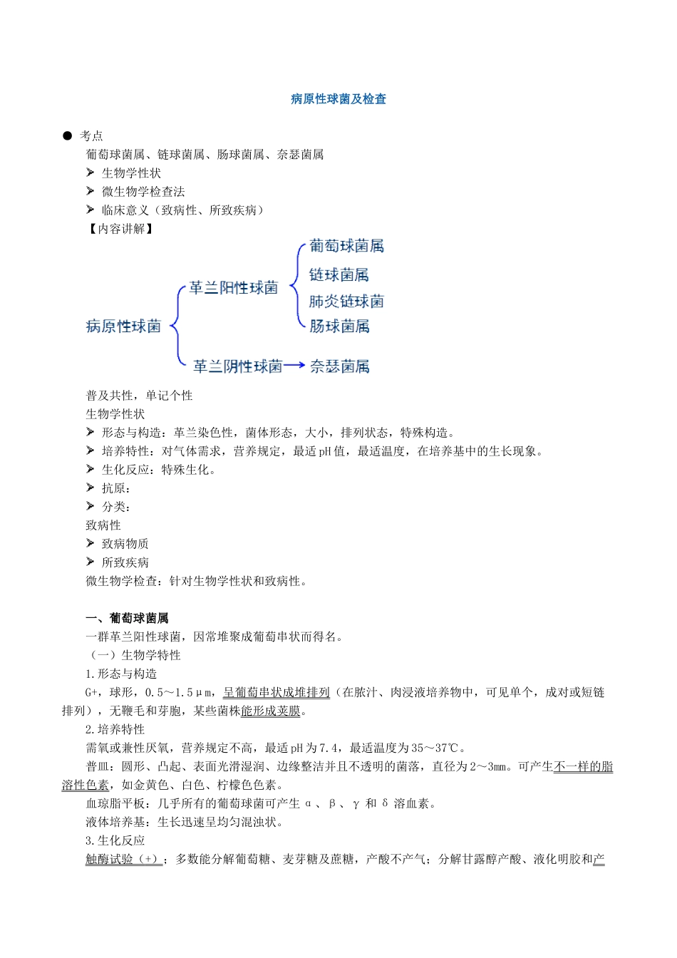 2024年主管检验技师考试临床医学检验微生物检验讲义第13章病原性球菌及检验_第1页