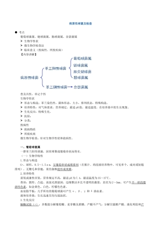 2024年主管检验技师考试临床医学检验微生物检验讲义第13章病原性球菌及检验
