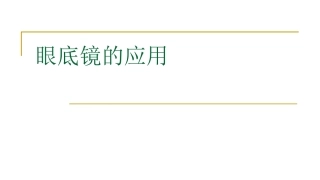 眼底镜的使用PPT培训课件