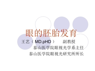 眼的胚胎发育PPT培训课件