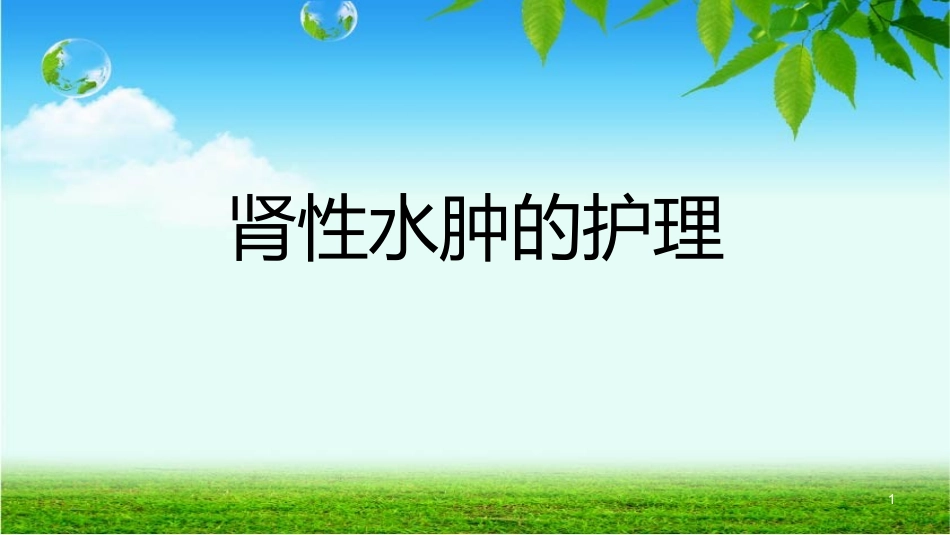 肾性水肿的护理PPT培训课件_第1页