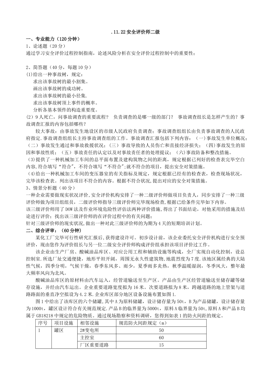 2024年专业+综合版安全评价师历年真题_第1页