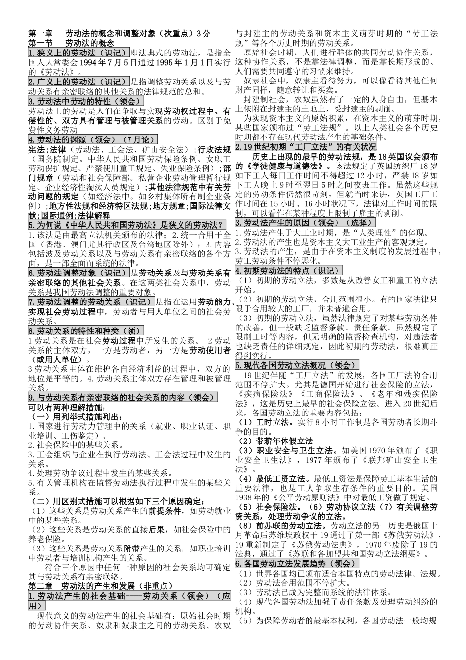 2024年自考劳动法笔记_第1页