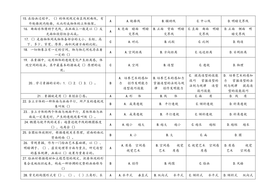 2024年自学考试设计素描复习试题_第2页