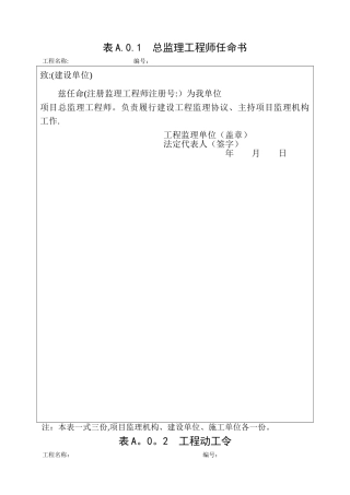 2024年总监理工程师任命书最新表格