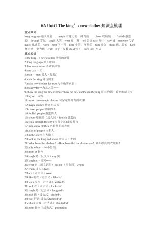 2024年6AUnit1Theking2七Sclothes知识点整理