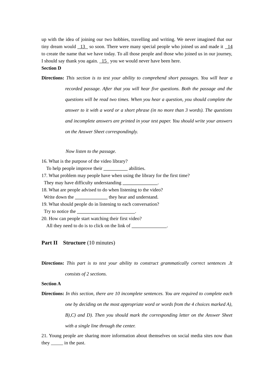 2024年6月高等学校英语应用能力考试A级试题_第3页