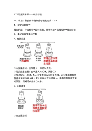 2024年ATP的主要来源细胞呼吸知识点