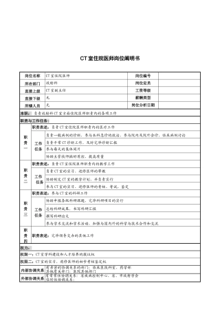 2024年CT室住院医师岗位说明书