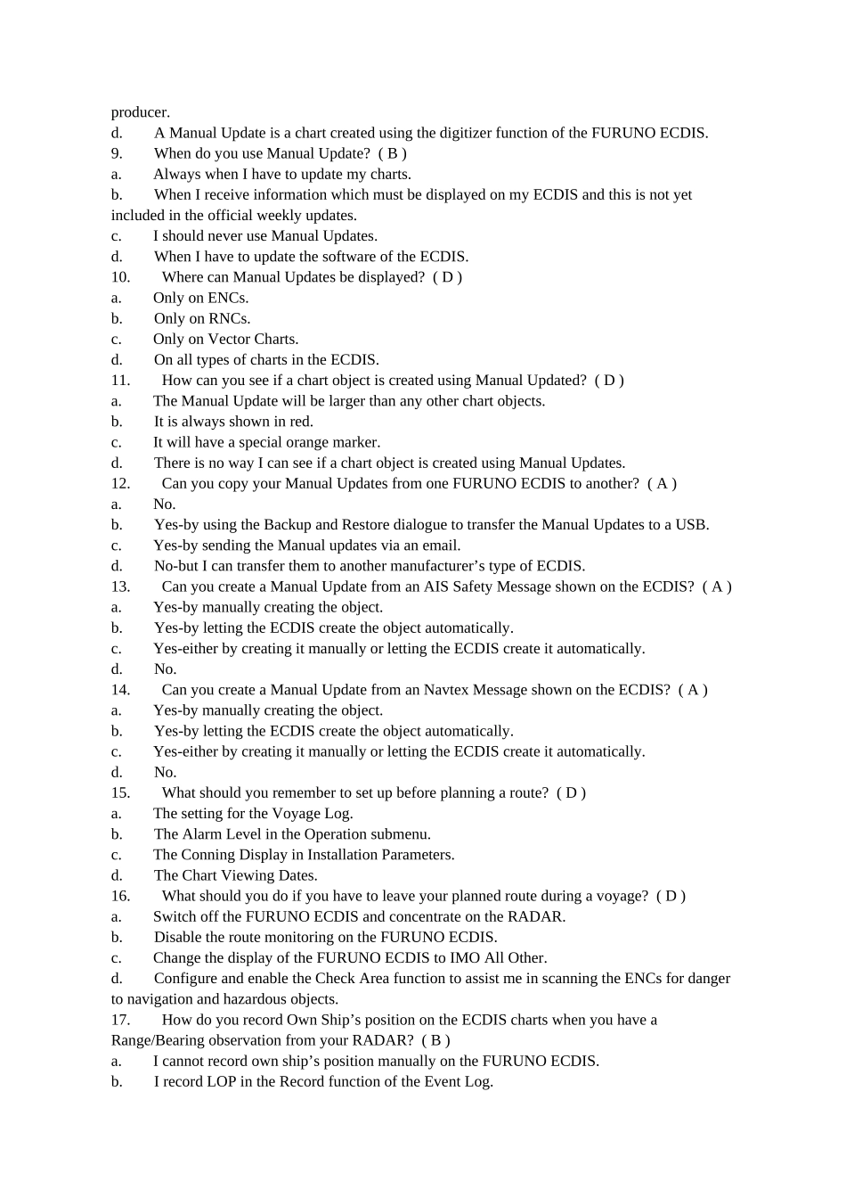 2024年FURUNOECDISMultipleChoiceTest古野电子海图题库测试题_第2页