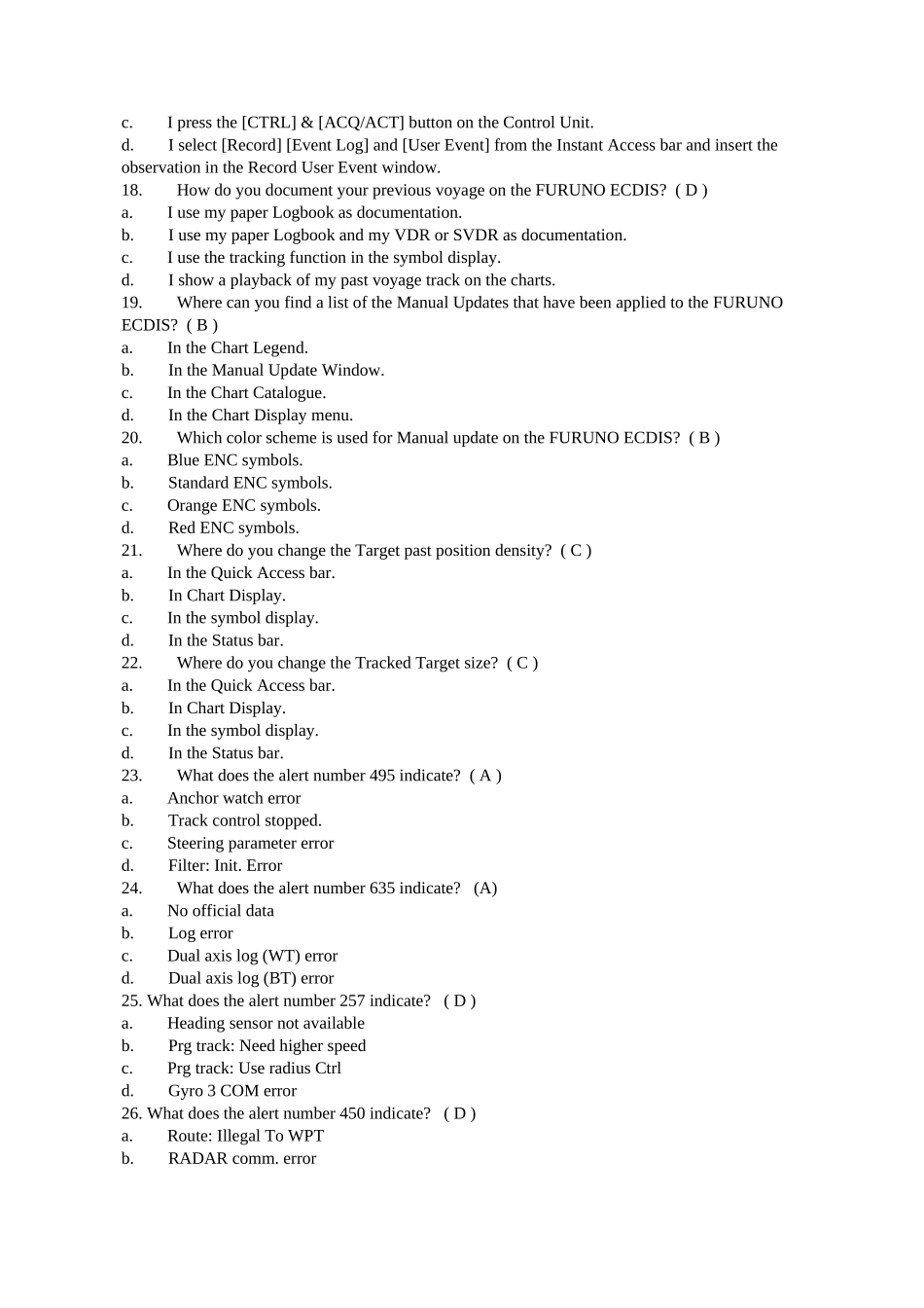 2024年FURUNOECDISMultipleChoiceTest古野电子海图题库测试题_第3页