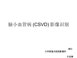 脑小血管病影像PPT培训课件
