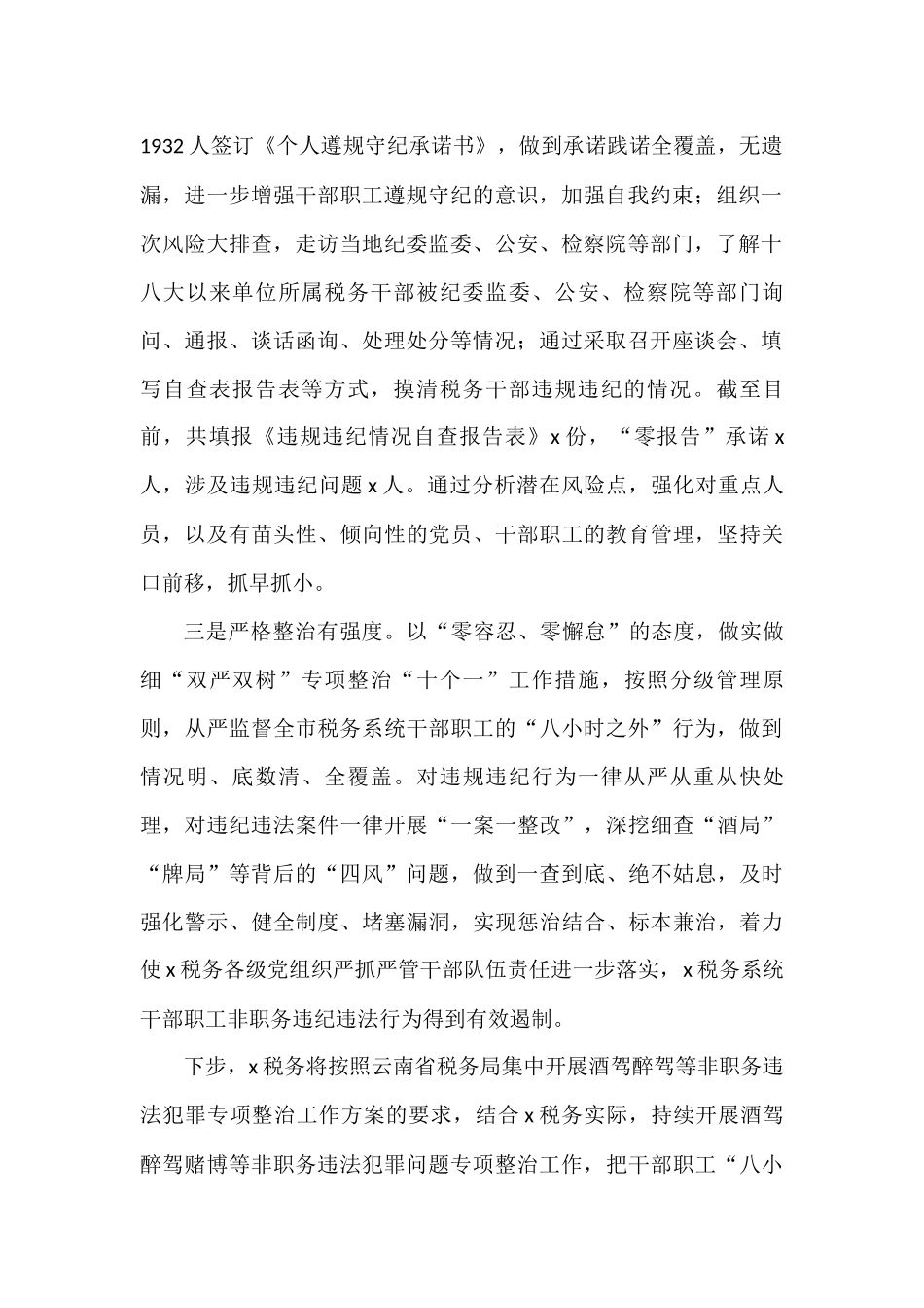 (2篇)开展酒驾醉驾四风问题专项整治工作总结整顿工作汇报报告_第2页